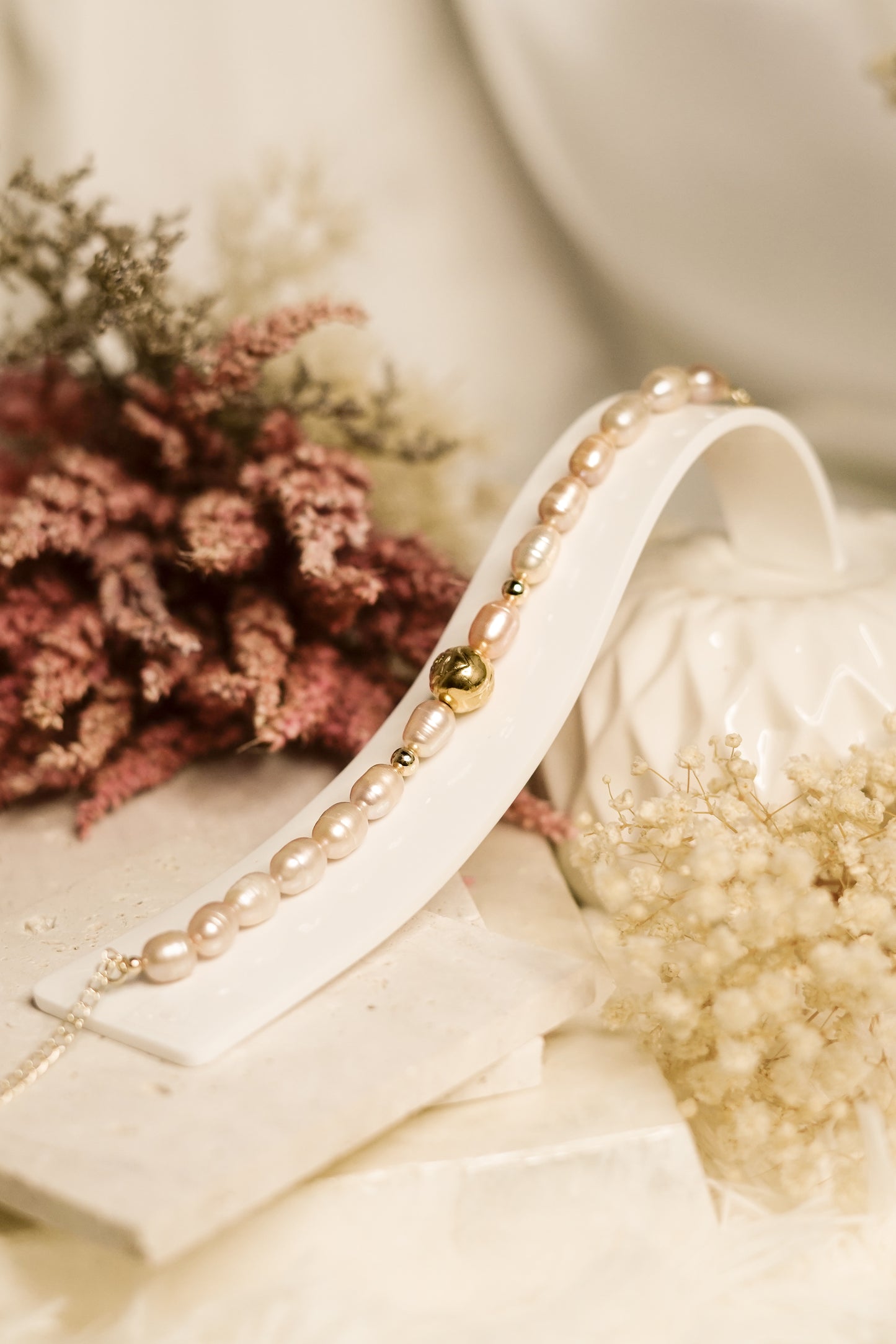 All Pearl Bracelet with Agate Stone