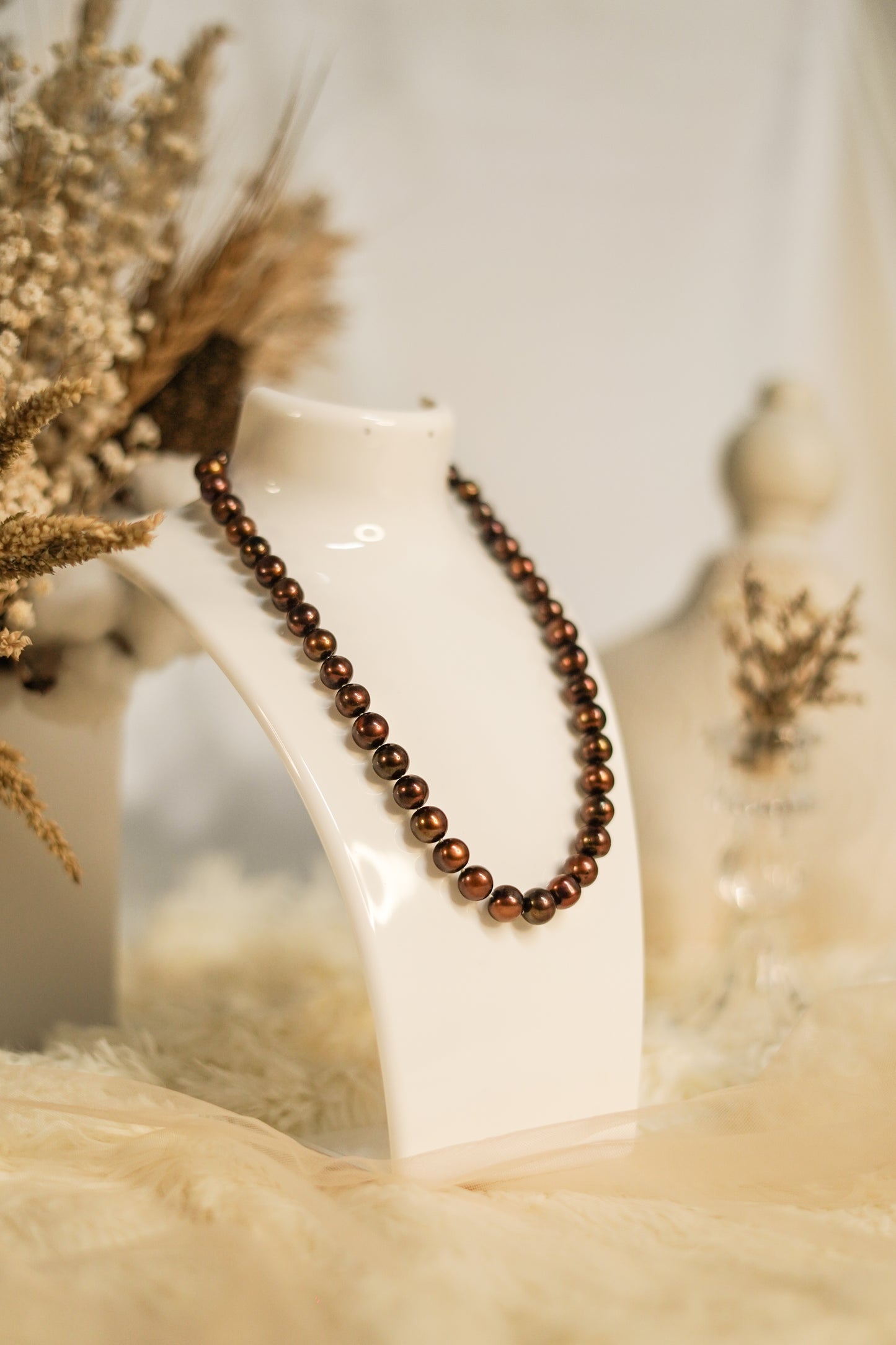 Choco Brown All Pearl Necklace