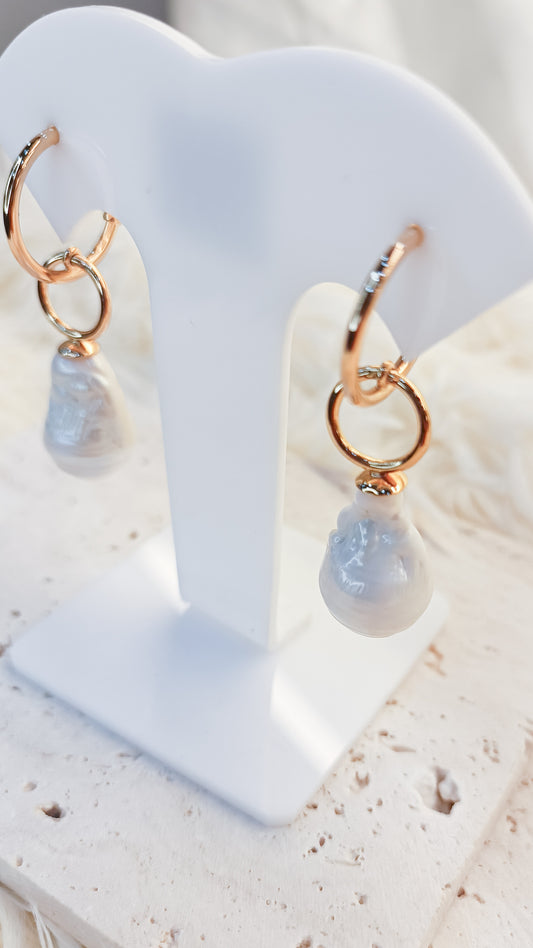 Baroque studded dangling earrings