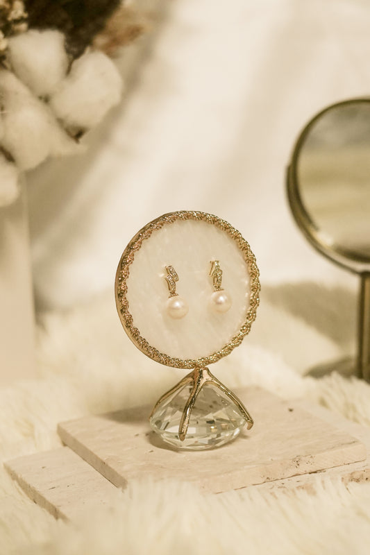 White Pearl Dangling Earrings