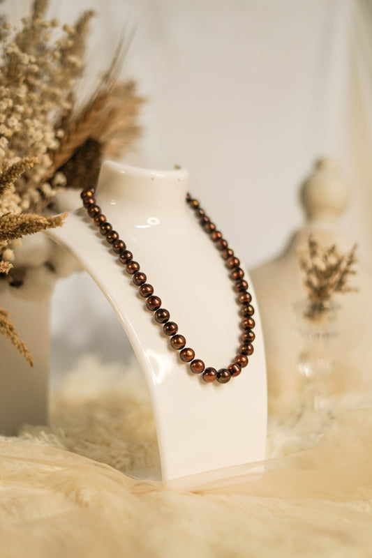 Choco Brown All Pearl Necklace